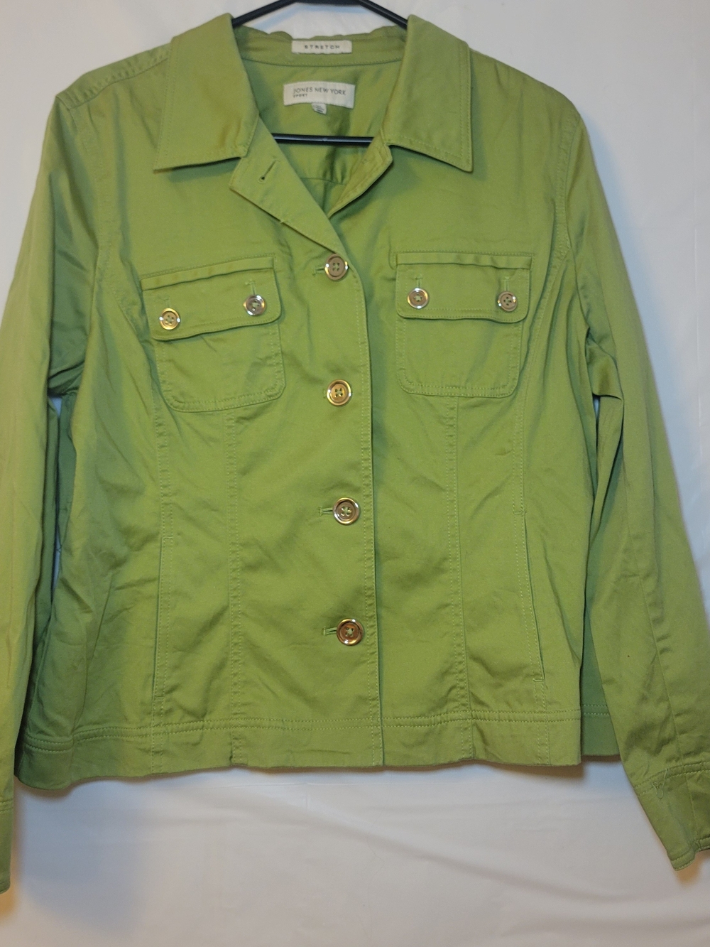 Jones New York Lime Green Button-Front Jean Jacket